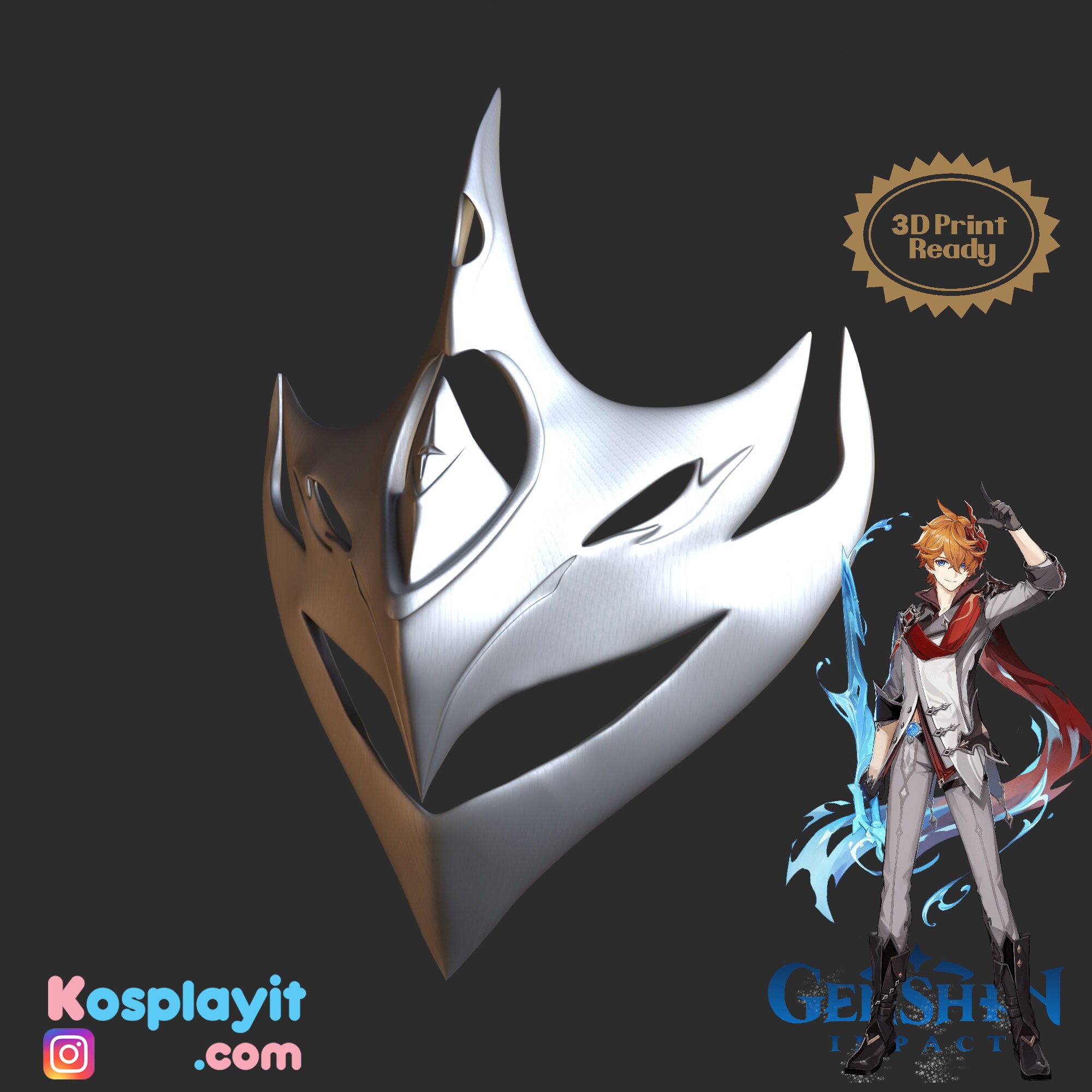 Genshin Impact Childe Mask Digital 3D Model Perfect for Etsy Australia