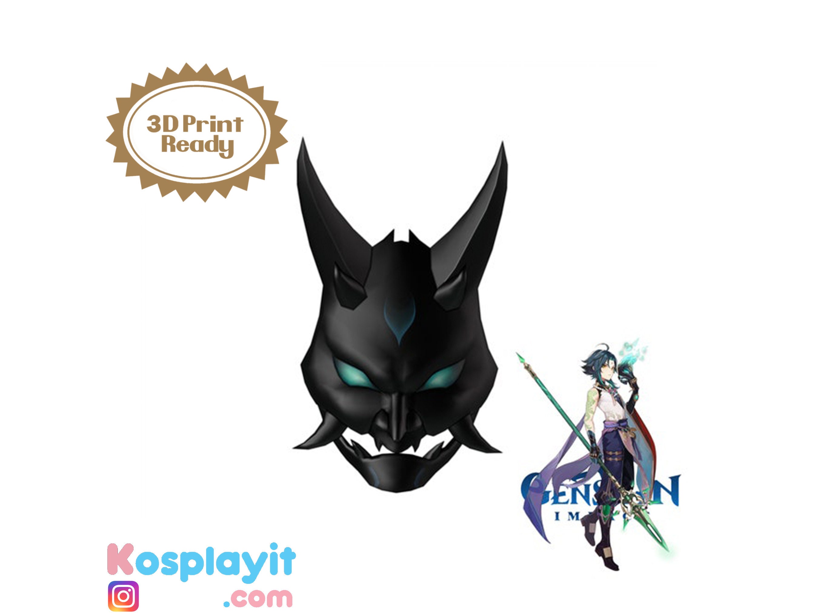 Xiao Demon Mask Digital 3D Model Professionally Designed Etsy Singapore