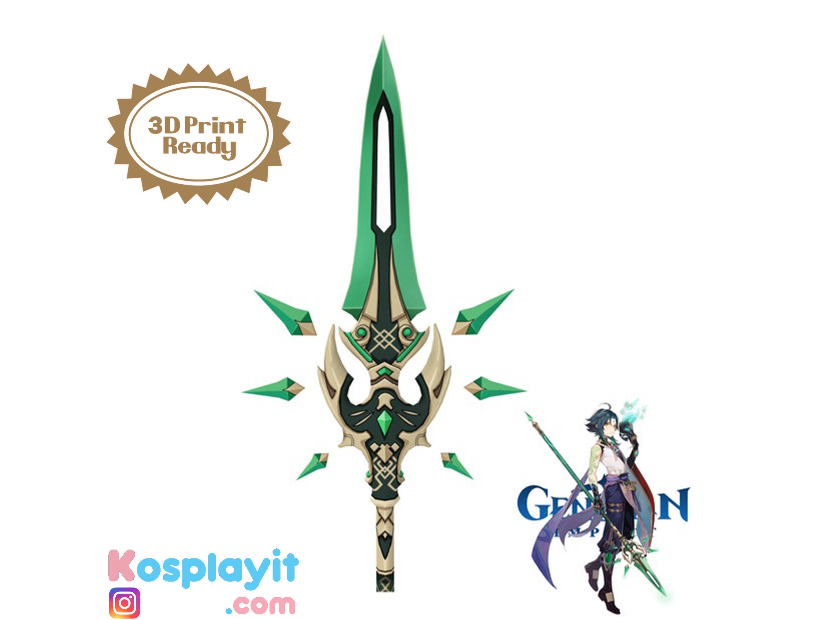 Primordial Jade Winged Spear Genshin Impact 3D Printed Kit Bpbd blitarkab go id