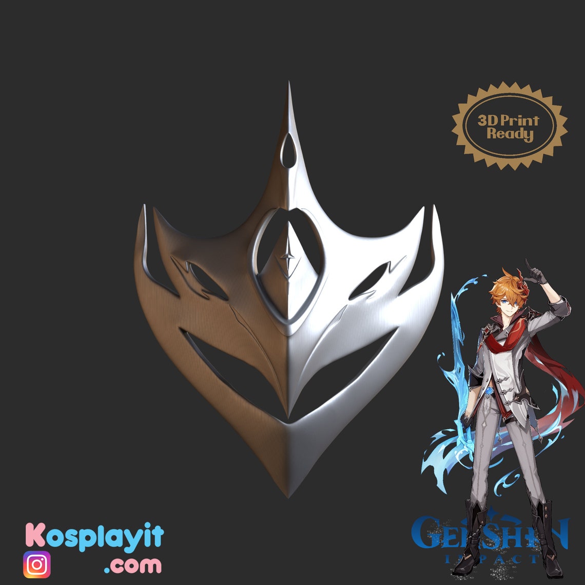 Genshin Impact Childe Mask Digital 3D Model Perfect for Etsy Australia
