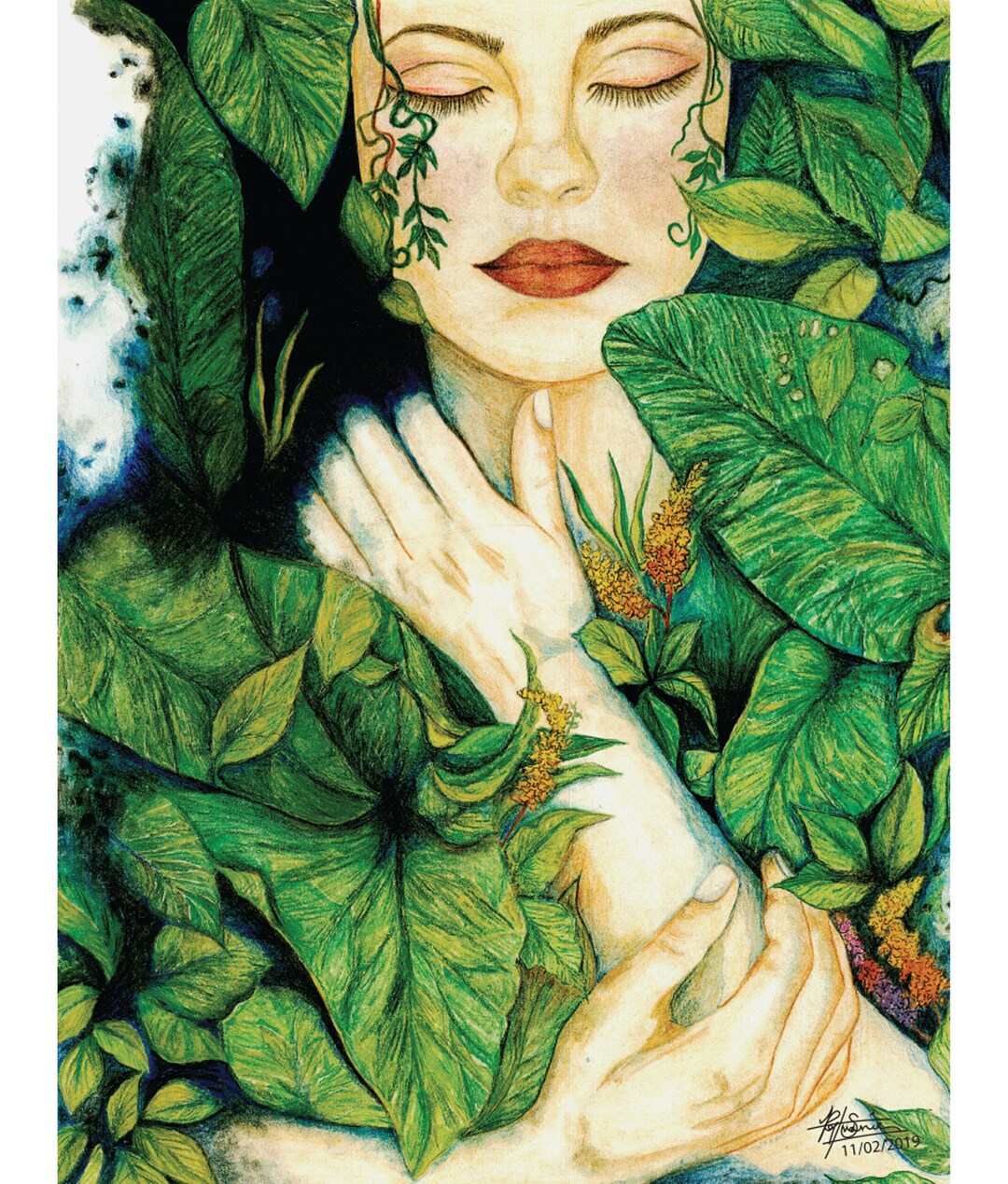 Hand Drawn Watercolor Painting art Paper Color Pencils A3 Etsy