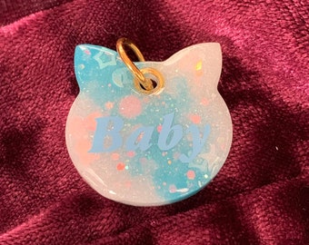 Baby cat-shaped collar tag/necklace charm