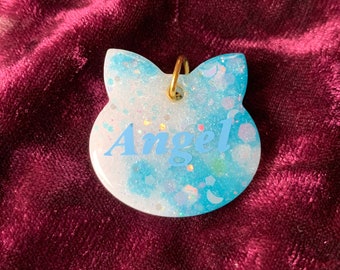 Angel cat-shaped collar tag/necklace charm