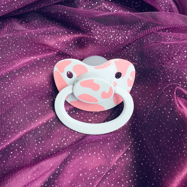 Cow print ADULT pacifier (custom color)