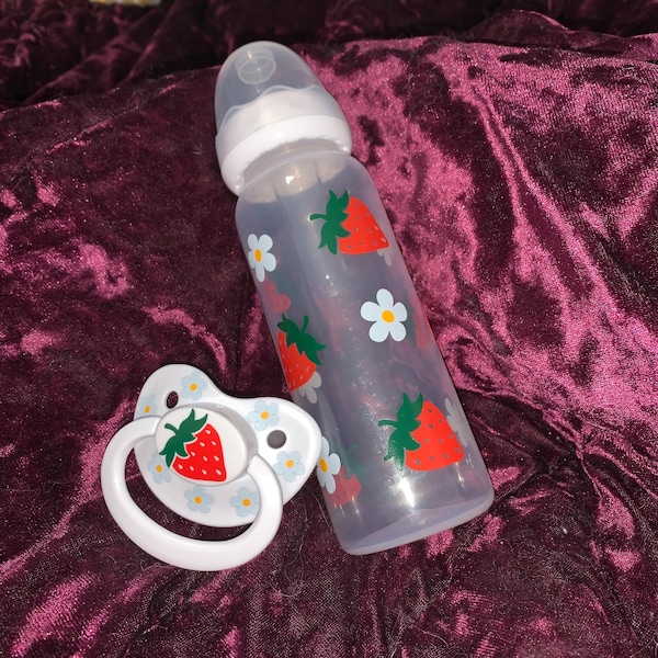 Strawberry wildflower adult baby bottle/pacifier (custom color available)