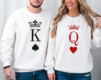 King and Queen sweatshirt set, valentine's day, couple, matching sweaters, matching shirts, couple shirts, couple sweatshirts, Unisex