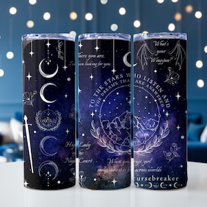 Acotar Velaris inspired 20oz skinny tumbler, a court of thorns and roses, Sarah J Maas inspired, booktok, booklover, gif for her book covers