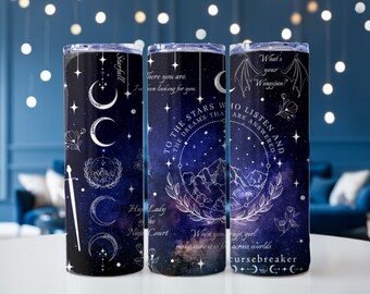 Acotar Velaris inspired 20oz skinny tumbler, a court of thorns and roses, Sarah J Maas inspired, booktok, booklover, gif for her book covers
