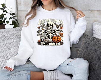 Just Waiting For Halloween, cute Halloween sweater, gothic sweater, spooky season, Halloween, fall 2025,