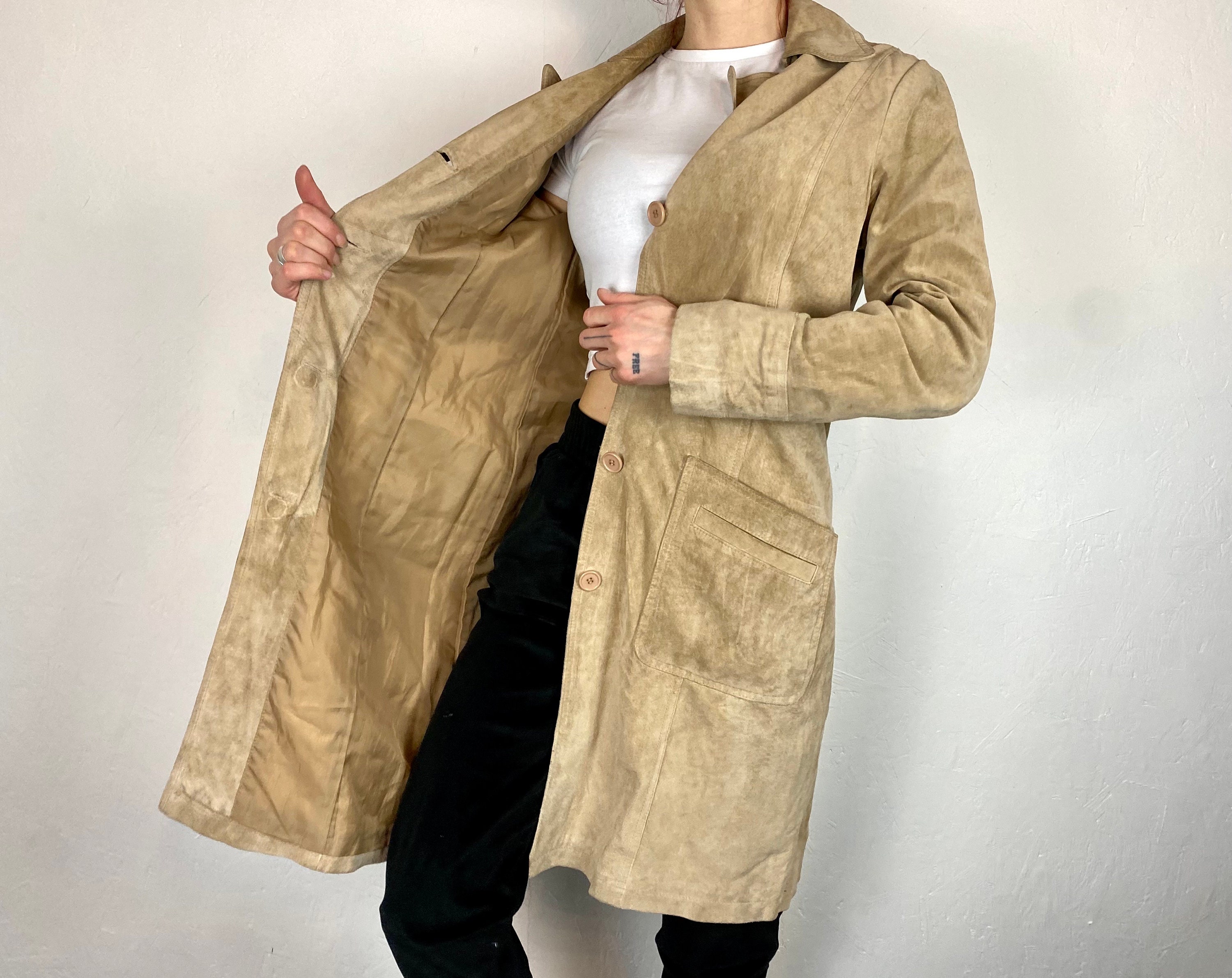 Leather Trench Coat H&M Y2K , Long Coat, Spring Vibe, Beige Real Leather Women's Size 40 - Etsy Leather Trench Coat H&M Y2K , Long Coat, Spring Vibe, Beige Real Leather Women's Size 40 - Etsy