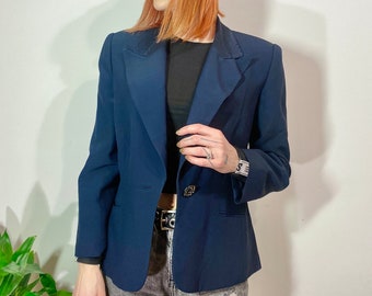 Royal Blue Blazer de GIVIESSE Italie, veste vintage, veste blazer à col détaillé, blazer années 80, blazer maman, taille 46