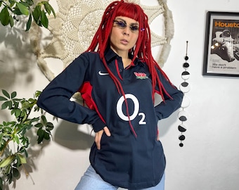 Maillot de rugby en coton Nike de Nike, pull à col bleu marine, taille L