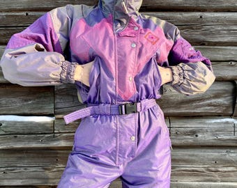 ヴィンテージ 80 年代 ワンピース スキー スーツ マルチカラー 冬