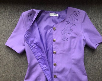 Vintage Jacques Vert Purple Dress: Embroidered 80s Formal