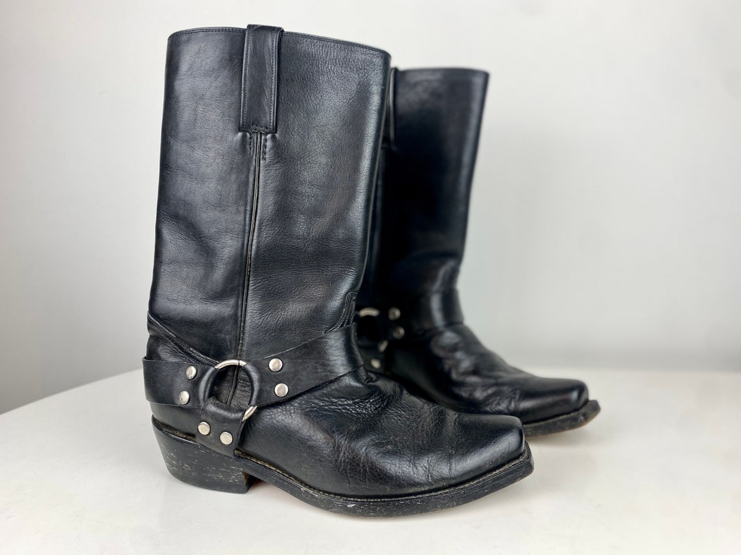 Vintage TONY LEATHER Boots Mens Western Cowboy BOOTS Black - Etsy