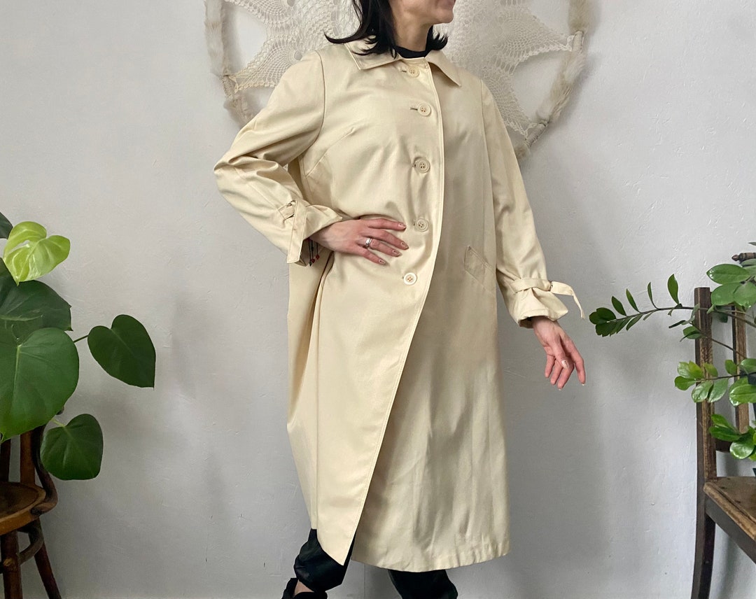 Vintage Beige A-line Coat, Womans Light Trench Coat Jacket, Classy ...