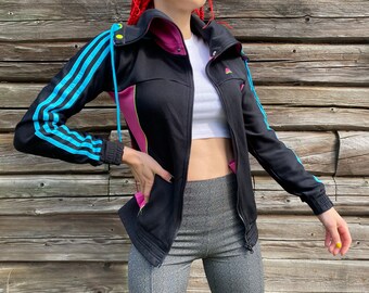 70's Adidas Track Jacket Vintage Tennis ATP Zip up Bright Women