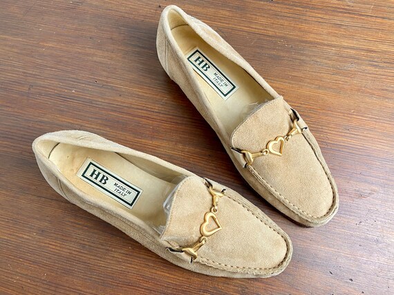 Vintage moccasins beige suede leather from HB mad… - image 3