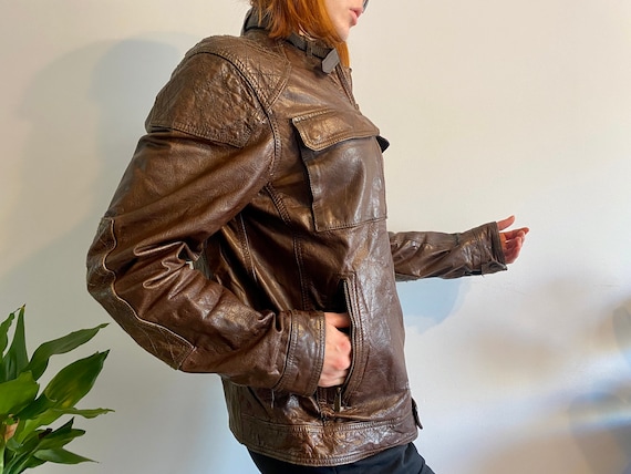 MASSIMO DUTTI レザーボンバー ブラウン、ダッドジャケット  