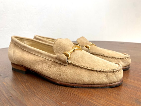 Vintage moccasins beige suede leather from HB mad… - image 7