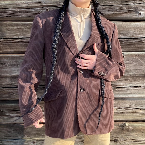 Blazer vintage de veludo cotelê da NEW MAN, blazer masculino