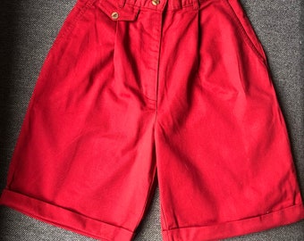 90s High waist Balloon Shorts , CASUAL red vintage, pocket short, red short, relaxed fit, size eur 38, M