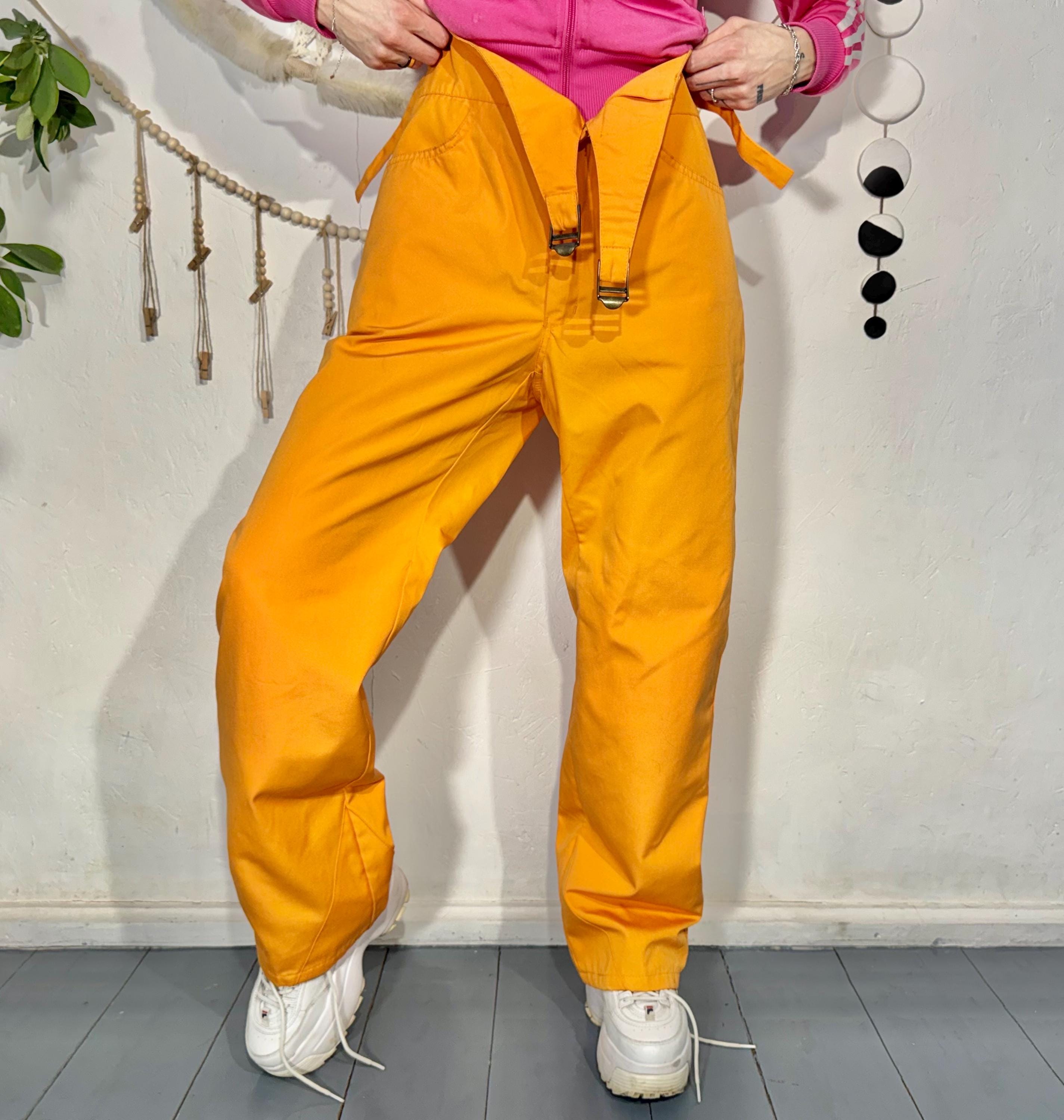 Vintage Orange SOS Ski Pants, Weather Protect Snowboarding Bottoms
