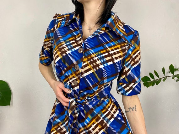 Vintage Striped Shirt Dress: 60s Fit & Flare Diolen Dress (M/L)