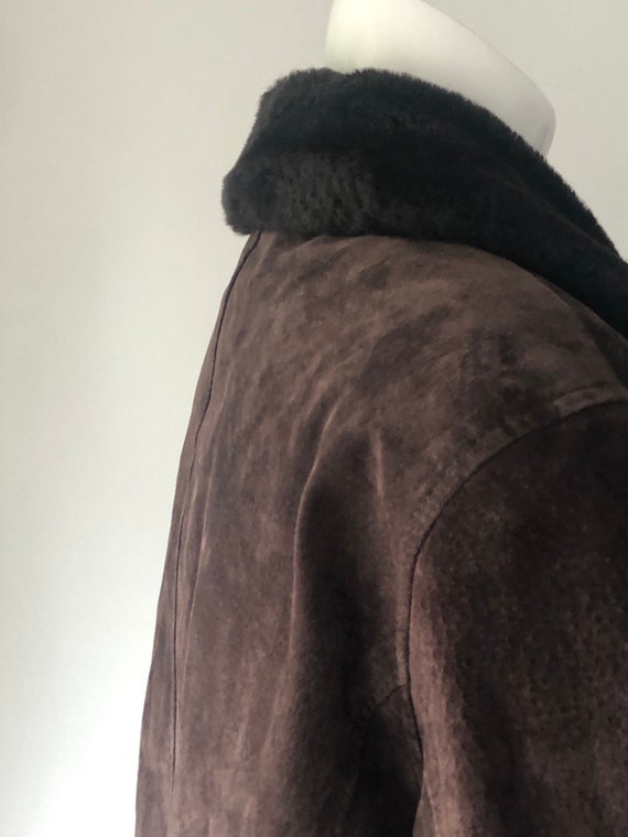 Vintage women’s leather coat, winter parka, brown… - image 9