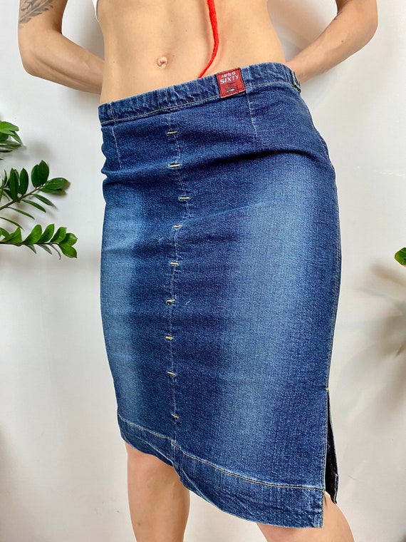 Miss Sixty Skirt, denim bottoms, Blue vintage mid… - image 6