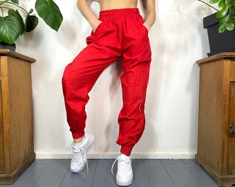 Pantaloni da tuta rossi di PERZONI anni '80, street style vintage Tuta tasca blu Pantaloni sportivi sportivi, taglia M