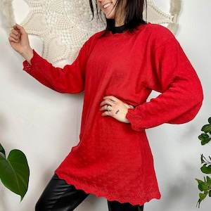 Jersey rojo para mujer de GREEN WAVE, jersey femenino de algodón, talla M
