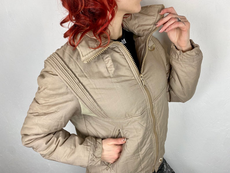 Vintage jacket from LUHTA 80s, vintage zipper jacket warm, cosmic vibe , armpit ventilation, windbreaker beige jacket, size S/M image 1