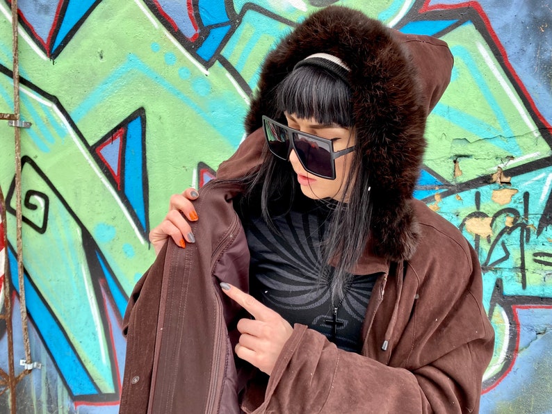 women\u2019s Long Coat Vintage DANYUS brown Parka Coat Women\u2019s relaxed fit long jacket detachable all season Size XXL Spring hooded Trench