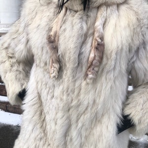 Vintage 90s Arctic Fox Fur Jacket: White Fur Coat, Size S/M