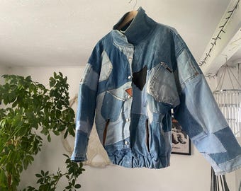 Reworked Vintage Levi's Denim Patchwork Jacket: Handmade, Custom