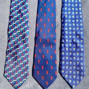 Blue silk necktie SET  /  vintage Collection TIE Men necktie Classic gentleman art expression