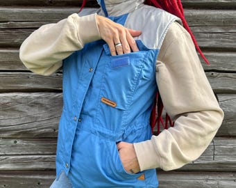 Vintage Tenson Color Block Puffer Vest, Blue Cream Swedish Outdoor Wear (Size 40)