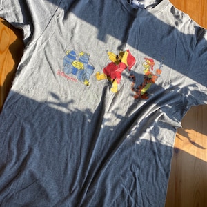 Grijs oversized t-shirt van DISNEY Paris, cartoon nachtkleding pyjamashirt verlengd, shirt met korte mouwen met Winnie de Poeh, one size