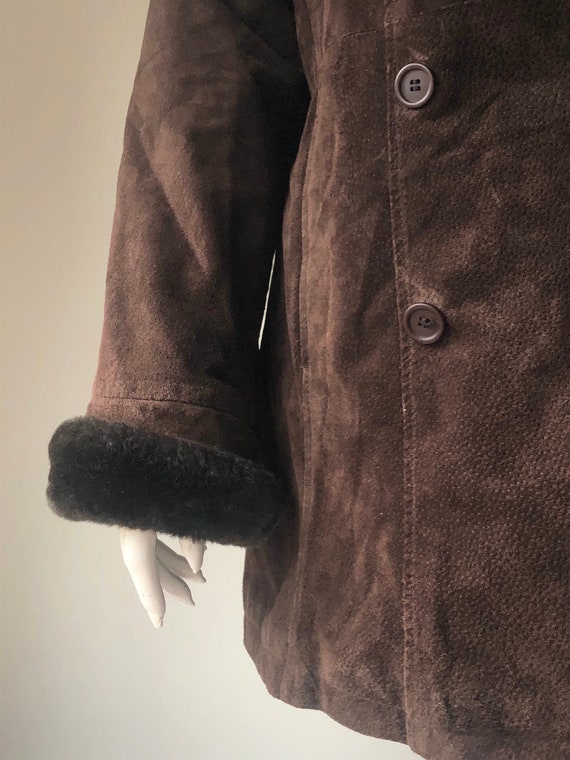 Vintage women’s leather coat, winter parka, brown… - image 3
