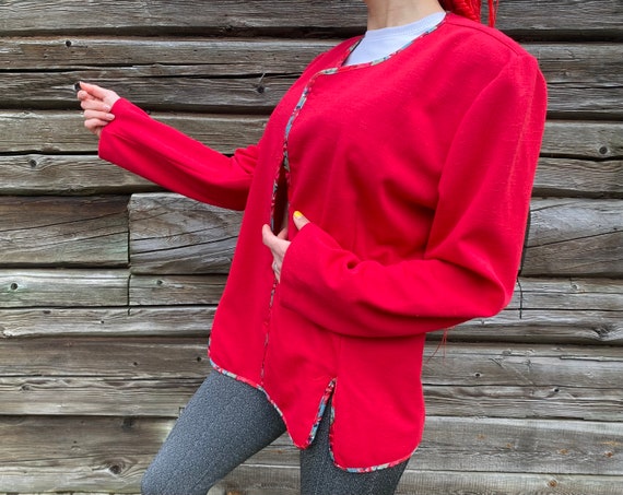 Vintage Red Lined Blazer - Pablo Collection - Size 18