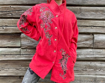 Vintage 1990's Bob Mackie Wearable Art Long Sleeve Collared Shirt