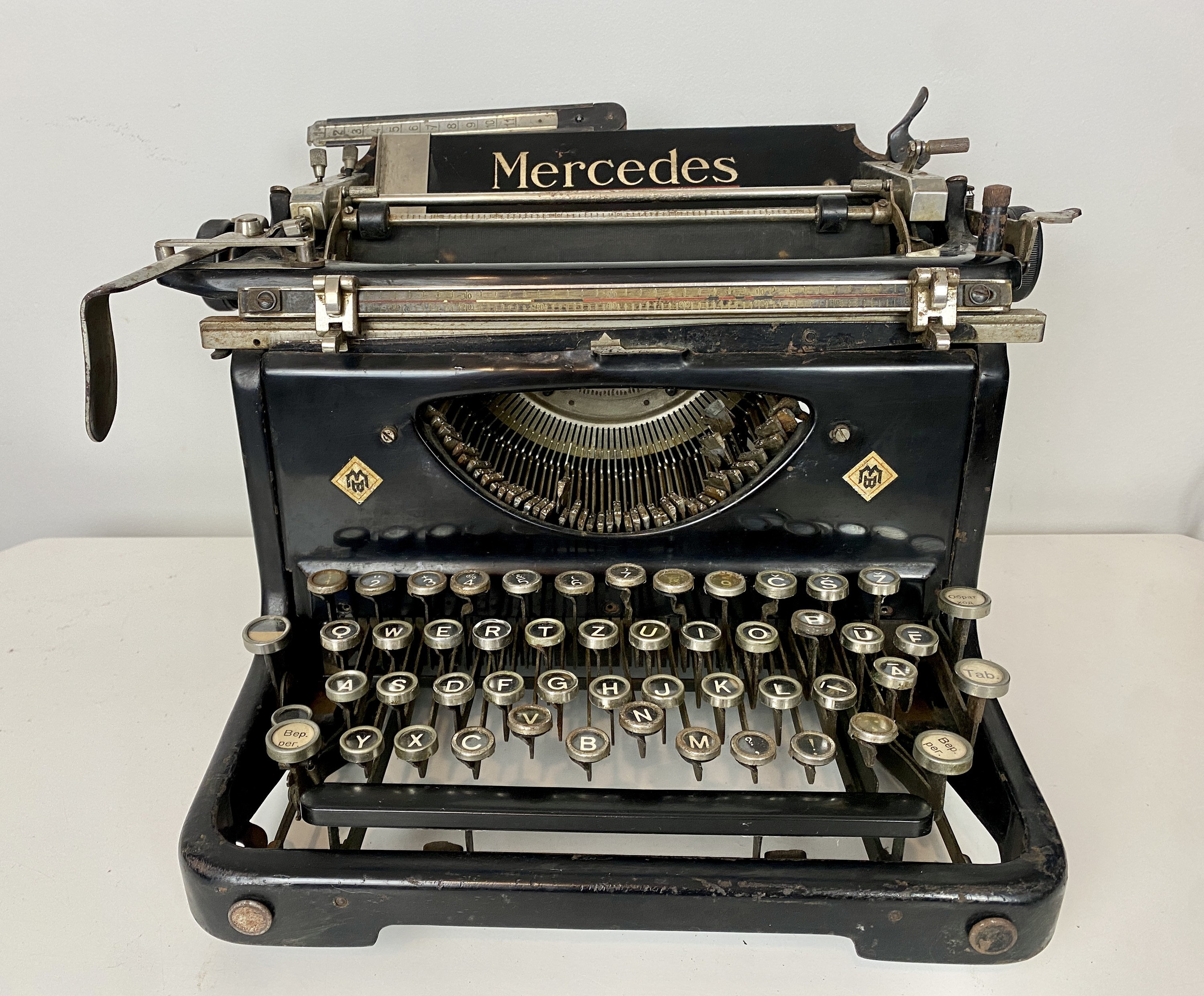 Rare 20's MERCEDES Typewriter, Heavy Vintage Writing Machine
