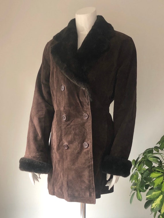 Vintage women’s leather coat, winter parka, brown… - image 5