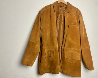 Vintage 90s Italian Suede Bomber Jacket: Men's XL Brown Leather