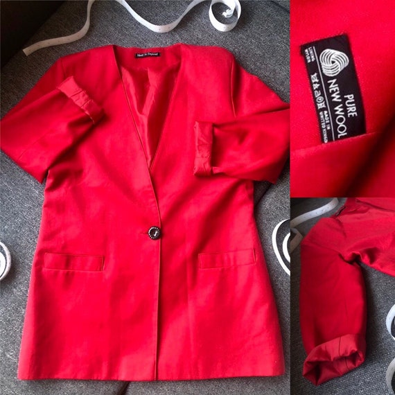 Oversized vintage wool red blazer