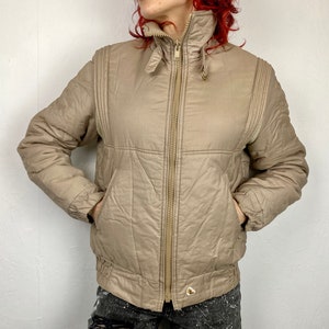 Vintage jacket from LUHTA 80s, vintage zipper jacket warm, cosmic vibe , armpit ventilation, windbreaker beige jacket, size S/M image 5