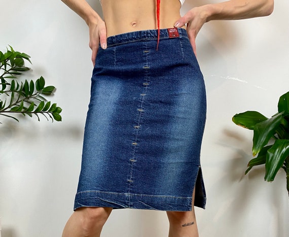 Miss Sixty Skirt, denim bottoms, Blue vintage mid… - image 9