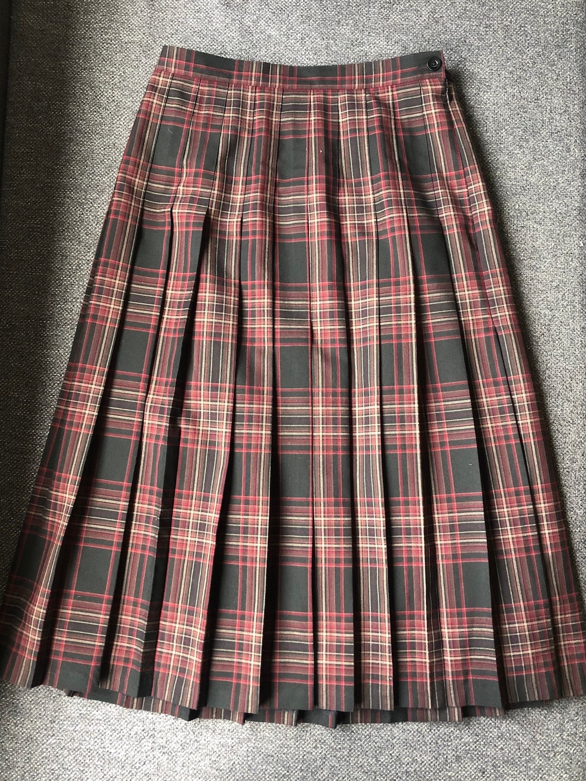 EWM Pure Classic Vintage Pleated Check Skirt Bordo English | Etsy