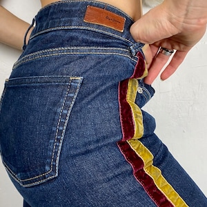 PEPE Jeans womans striped side, mid waist  jeans, dark blue size 28”/32”
